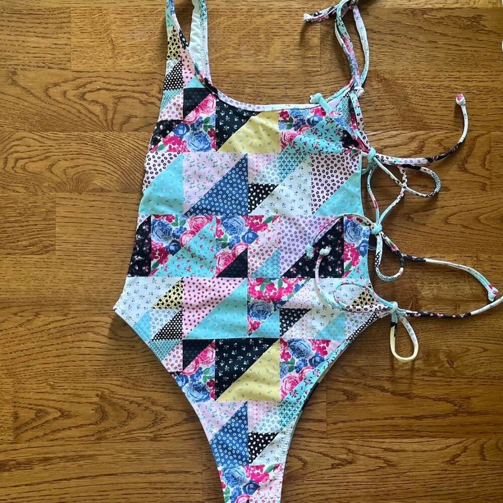 Frankies Bikinis Honey One Shoulder Women's Patchwork Swimsuit one-piece Swim